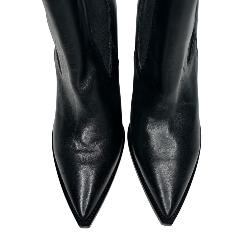 All Saints Womens Ria Point Toe Black Leather Block Heel Ankle Boot. 39/9 - Picture 7 of 13